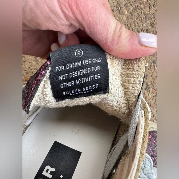 Golden Goose Hi Star White Leather Sneakers with Purple Glitter and Black Star - Picture 10 of 15